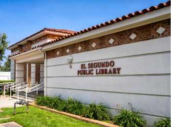 Photo of library building exterior from Mariposa Street